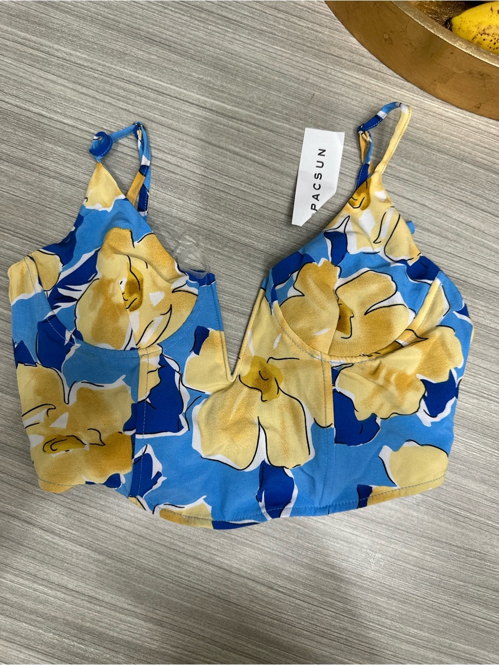 PacSun Blue and Yellow Floral Bustier